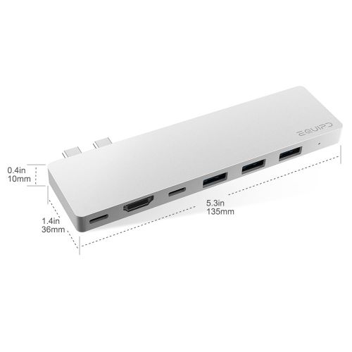  4K HDMI Combo Hub Adapter for MacBook Pro 13 & 15 20162017, EQUIPD Aluminum 8 in 1 USB Type C Charging Port, Thunderbolt 3 port, MicroSDSDHCSDXC Card Reader, 3 USB 3.0 Ports - S