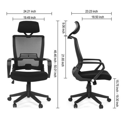  ERGO HQ Ergonomic Mesh Back Office Task Chair Molded Foam W/Adjustable Lumber Headrest, Folded Mesh Back, Designer Chair ANSI/BIFMA TB117-2013 (Custom Color Seat Fabric-Red W/Headrest and