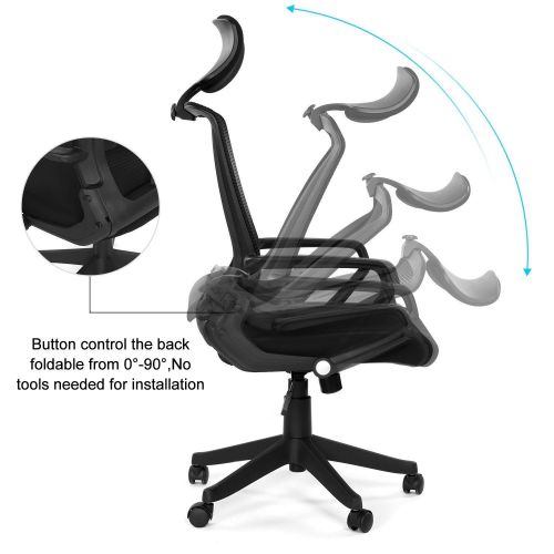  ERGO HQ Ergonomic Mesh Back Office Task Chair Molded Foam W/Adjustable Lumber Headrest, Folded Mesh Back, Designer Chair ANSI/BIFMA TB117-2013 (Custom Color Seat Fabric-Red W/Headrest and