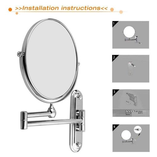  ERHANG Bathrooms Beauty Mirrors Bathrooms Makeup Mirrors Double Sided Magnifiers Wall Mounts Folding Telescopic Mirrors 360 Degrees Swivel,8inch