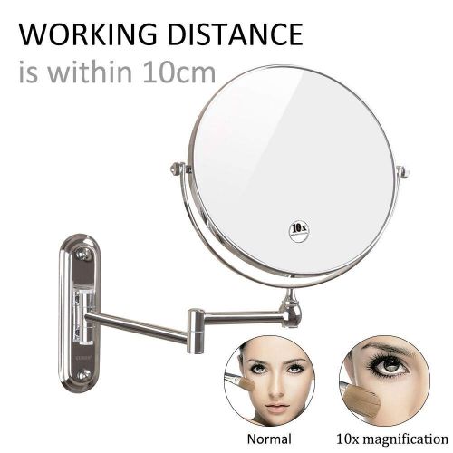  ERHANG Bathrooms Beauty Mirrors Bathrooms Makeup Mirrors Double Sided Magnifiers Wall Mounts Folding Telescopic Mirrors 360 Degrees Swivel,8inch