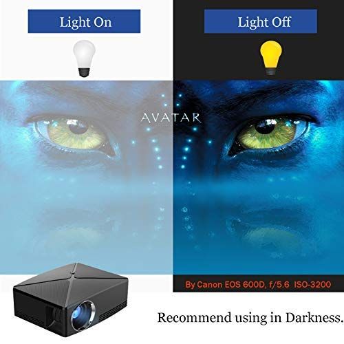  Updated 720P Projector, ERISAN Video Beam with Native Resolution 1280x720, 30% Brighter Portable Home Theater LED Proyetor for Game, Party, Multimedia, wHDMIVGAUSBAVAUX
