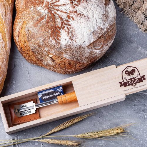  [아마존베스트]EROIR Bakers Lame Bread Tool - Scoring Knife Bread Lame Cutter for Dough Slashing with 5 Razor Sharp Blades Set and Leather Cover in Wooden Storage Box