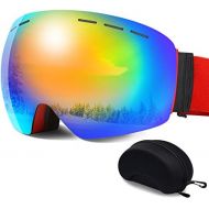 [아마존 핫딜] ERUW Ski Goggles - OTG Frameless Snowboard Goggles with Anti-Fog UV Protection of Double Lens Compatible Windproof Helmet for Snowmobile & Skiing & Skating Snow Goggles