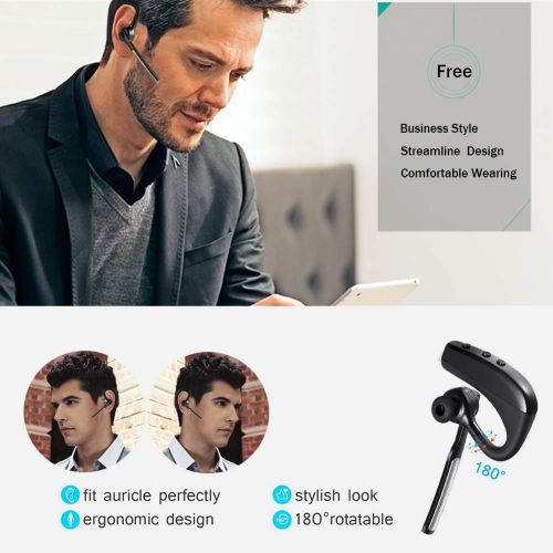  [아마존 핫딜]  [아마존핫딜]ERUW Bluetooth Headset Kabelloses Freisprechanlage Kopfhoerer mit Mic Mute Switch Bloothooth Headset Freisprecheinrichtung Ohr Kompatibel fuer iPhone Samsung Handy (K10 Headset)