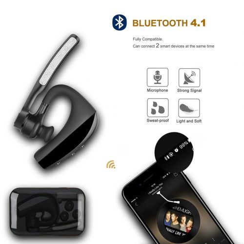  [아마존 핫딜]  [아마존핫딜]ERUW Bluetooth Headset Kabelloses Freisprechanlage Kopfhoerer mit Mic Mute Switch Bloothooth Headset Freisprecheinrichtung Ohr Kompatibel fuer iPhone Samsung Handy (K10 Headset)