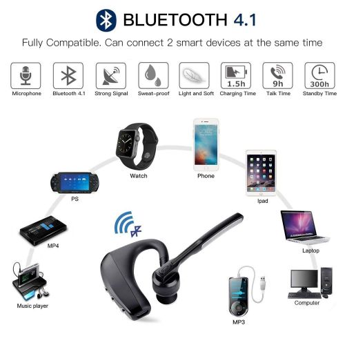  [아마존 핫딜]  [아마존핫딜]ERUW Bluetooth Headset Kabelloses Freisprechanlage Kopfhoerer mit Mic Mute Switch Bloothooth Headset Freisprecheinrichtung Ohr Kompatibel fuer iPhone Samsung Handy (K10 Headset)