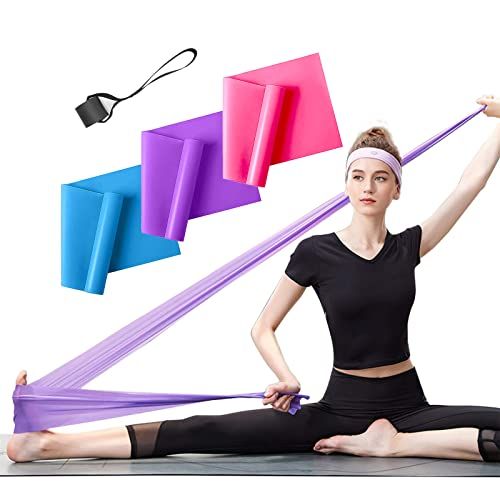  ERUW Resistance Bands Set, 3 Pack Professional Latex Elastic Bands for Home or Gym Upper & Lower Body Exercise, Physical Therapy, Strength Training, Yoga, Pilates, Rehab, Blue & Purple