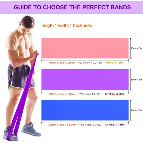  ERUW Resistance Bands Set, 3 Pack Professional Latex Elastic Bands for Home or Gym Upper & Lower Body Exercise, Physical Therapy, Strength Training, Yoga, Pilates, Rehab, Blue & Purple
