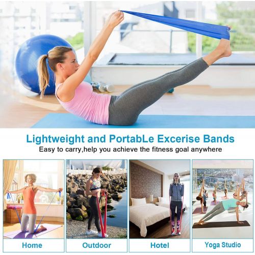  ERUW Resistance Bands Set, 3 Pack Professional Latex Elastic Bands for Home or Gym Upper & Lower Body Exercise, Physical Therapy, Strength Training, Yoga, Pilates, Rehab, Blue & Purple