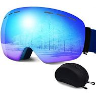 ERUW Ski Goggles - OTG Frameless Snowboard Goggles with Anti-Fog UV Protection of Double Lens Compatible Windproof Helmet for Snowmobile & Skiing & Skating Snow Goggles