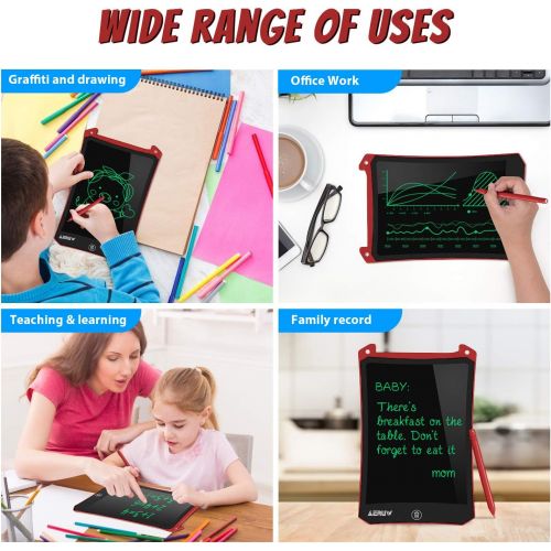  [아마존베스트]ERUW LCD Writing Board 8.5 Inch Drawing Board Erasable Electronic Digital Drawing Pad Doodle Board for Children Writing Board Paperless Graphic Tablet Gifts for Children Red