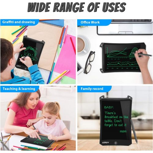  [아마존베스트]ERUW LCD Writing Board 8.5 Inch Drawing Board Erasable Electronic Digital Drawing Pad Doodle Board Writing Board Paperless Graphic Tablet Gifts for Children (Balck)