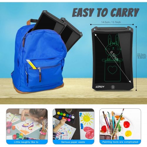  [아마존베스트]ERUW LCD Writing Board 8.5 Inch Drawing Board Erasable Electronic Digital Drawing Pad Doodle Board Writing Board Paperless Graphic Tablet Gifts for Children (Balck)