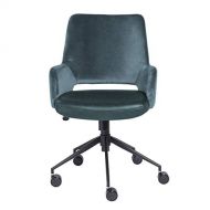 ES Tilting Office Chair with Blue Velvet & Black Leather