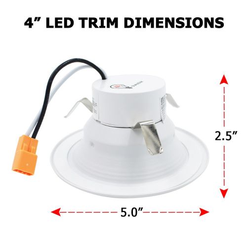  ESD TECH ESD Tech 12 Pack 4” Inch LED Recessed Lighting Trim  Dimmable Retrofit Downlight Bulb Fixture, 5000K, 730Lm, White Round Baffle, JA-8, Energy Star, UL Listed