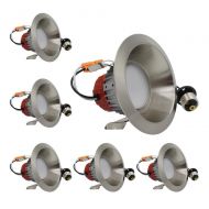 ESD TECH ESD Tech 6 Pack of 4 Inch LED Dimmable Recessed Downlight Trim, Brushed Nickel Round Smooth Retrofit, 4000K, 650 Lm, 9W, 120V, Energy Star, ETL Listed, Indoor/Outdoor Rated