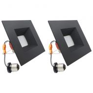 ESD TECH ESD Tech 2 Pack 6 Inch LED Recessed Down Light Black Square Trim, Dimmable Ceiling Retrofit, Baffle, 4000K, 15W, 1050Lm, Wet Location Rated, Energy Star, ETL Listed