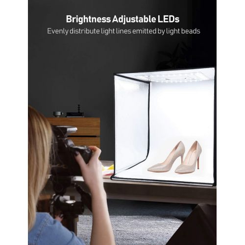  [아마존 핫딜]  [아마존핫딜]ESDDI Photo Studio Light Box 20/50cm Adjustable Brightness Portable Folding Hook & Loop Booth Table Top Photography Lighting Kit 120 LED Lights 4 Colors Backdrops