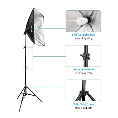  [아마존 핫딜]  [아마존핫딜]Softbox Dauerlicht Studioleuchte, ESDDI Softboxen 2er Set, Studio Lights Fotostudio Licht Beleuchtung Fotografie, 700W Ausgang