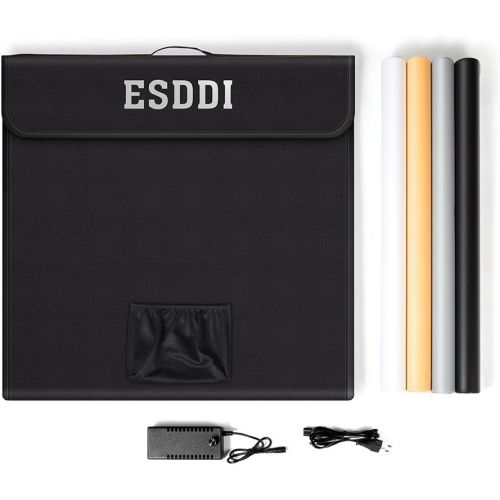  ESDDI Photo Studio Light Box 24/60cm Adjustable Brightness Portable Folding Hook & Loop Professional Booth Table Top Photography Lighting Kit 156 LED Lights 4 Colors Backdrops