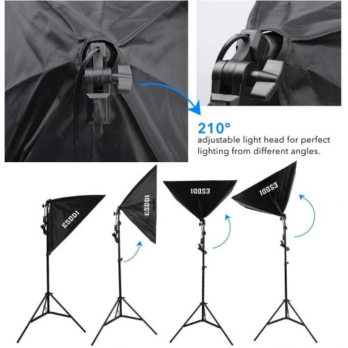  ESDDI Lighting Kit Adjustable Max Size 2.6Mx3M Background Support System 3 Color Backdrop Fabric Photo Studio Softbox Sets Continuous Umbrella Light Stand with Portable Bag