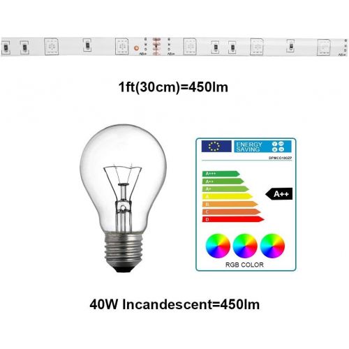  [아마존핫딜][아마존 핫딜] LED Strip Lights 32.8 ft, ESEYE IP65 Waterproof Flexible RGB Tape Lights Self Adhesive Multicolor 12V 5A 5050 300LEDs Neon Mood Ribbon Light kit for Room Kitchen TV Festival Illumi