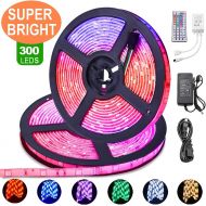 [아마존 핫딜] ESEYE LED Strip Lights 32.8ft with Remote [Upgraded Version] Flexible RGB+W 5050 IP65 Waterproof Self Adhesive 300LEDs Multicolor Neon Ribbon Tape Lights with 6500K White Bright for Kitc