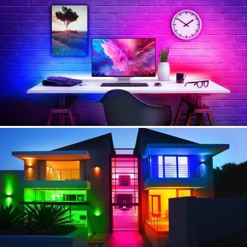  [아마존 핫딜] ESEYE LED Strip Lights 32.8ft with Remote [Upgraded Version] Flexible RGB+W 5050 IP65 Waterproof Self Adhesive 300LEDs Multicolor Neon Ribbon Tape Lights with 6500K White Bright for Kitc