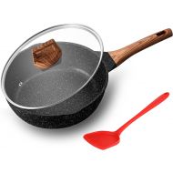 [아마존베스트]ESLITE LIFE Deep Frying Pan with Lid Nonstick Saute Pan with Granite Stone Coating, 9.5 Inch (3 Quart)