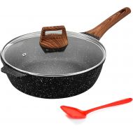 [아마존베스트]ESLITE LIFE Deep Frying Pan with Lid Nonstick Saute Pan with Granite Stone Coating, 11 Inch (5 Quart)