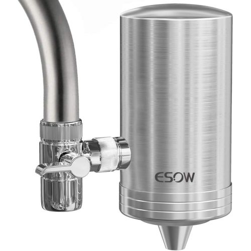 [아마존핫딜][아마존 핫딜] ESOW Faucet Mount Water Filter, SUS304 Stainless Steel Reduce Chlorine,Lead,BPA Free, Water Purifier with 7-Layer UF+ACF Filtration System, Fits Standard Faucets (2 Filter Cartridg