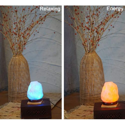  [아마존핫딜][아마존 핫딜] ESOW Himalayan Salt Lamp in Multi Color Changing, 3 Watts LED Bulb and Wood Base, Small Size About 4.7/1.6lbs, Handcraft Natural Salt Lamp for Best Gift and Great Decor, No Install