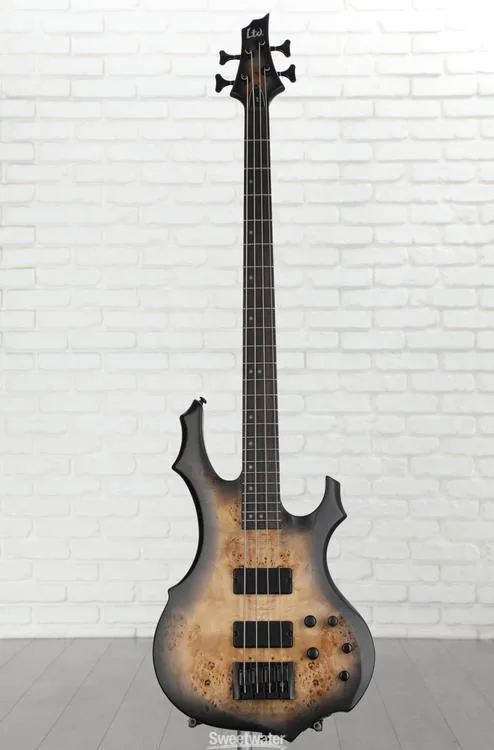  ESP LTD F-4 Ebony Bass Guitar - Charcoal Burst Satin