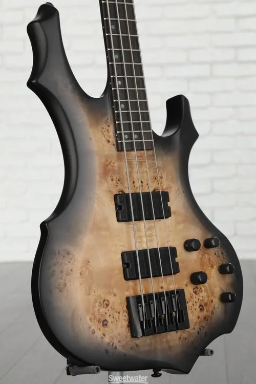  ESP LTD F-4 Ebony Bass Guitar - Charcoal Burst Satin