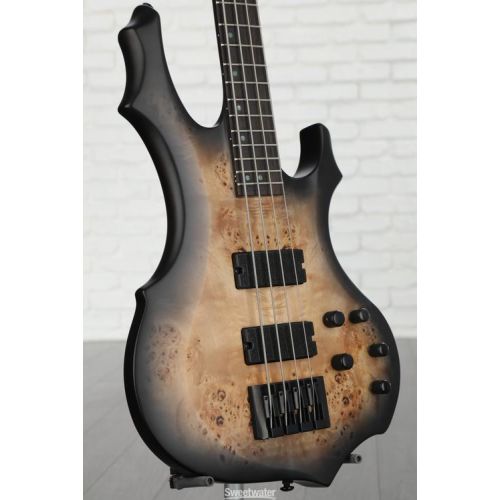  ESP LTD F-4 Ebony Bass Guitar - Charcoal Burst Satin