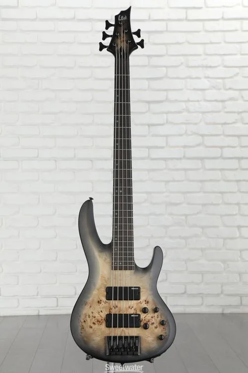  ESP LTD B-5 Ebony Bass Guitar - Charcoal Burst Satin