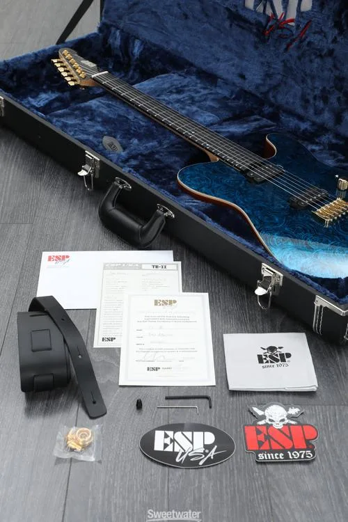  ESP USA TE-II Hardtail Electric Guitar - Teal Marble