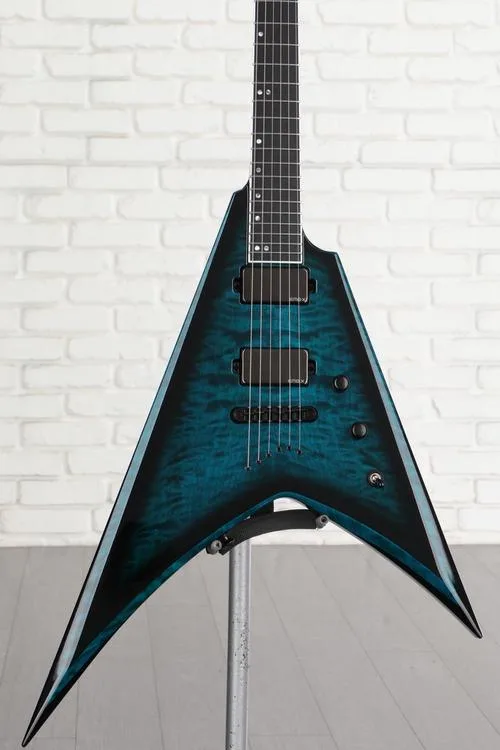 ESP USA V-II Quilted Maple Limited Edition - Black Aqua Sunburst