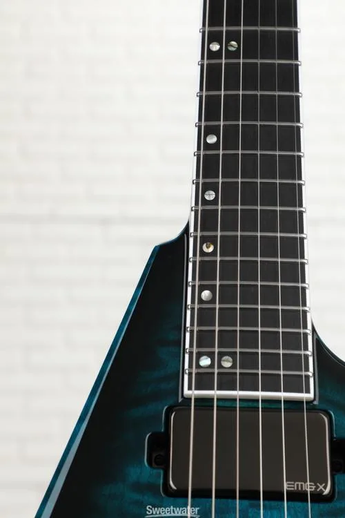  ESP USA V-II Quilted Maple Limited Edition - Black Aqua Sunburst