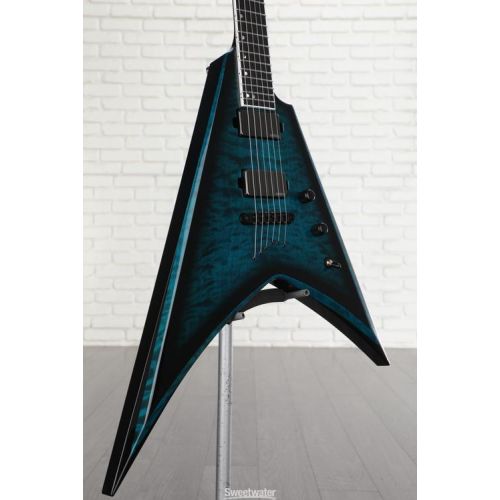  ESP USA V-II Quilted Maple Limited Edition - Black Aqua Sunburst