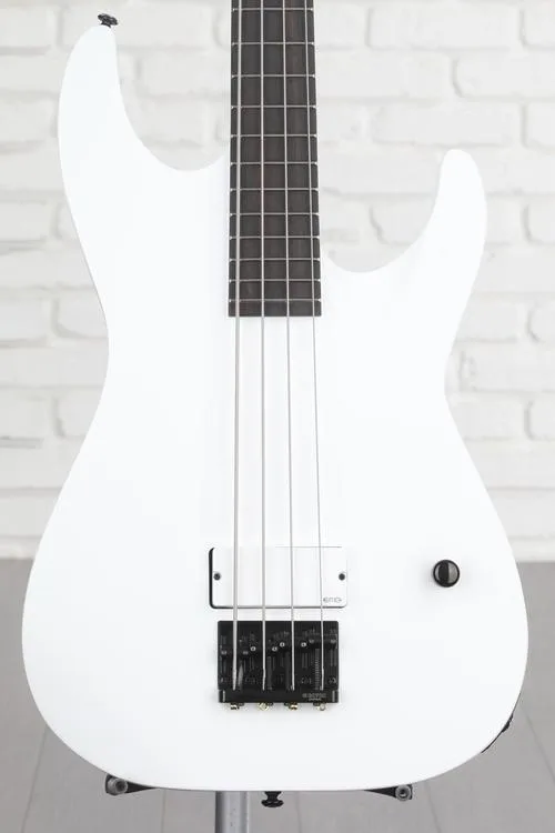 ESP LTD M-4 Arctic Metal Bass Guitar - Snow White Satin Demo