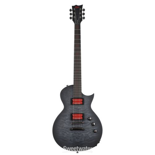  ESP LTD Signature Ben Burley BB-600 Baritone Electric Guitar - See Thru Black Sunburst Satin