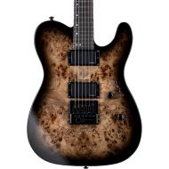 ESP LTD TE-1000 EverTune Electric Guitar - Burled Poplar Charcoal Burst