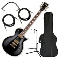 ESP LTD EC-256 Black Electric Guitar (No Distressing) w/Gig Bag, Stand, and Cables