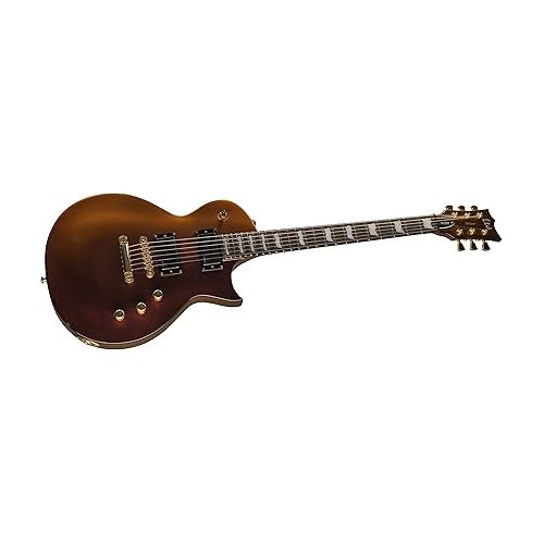 ESP 6 String LTD Deluxe EC-1000 Electric Guitar, Gold Andromeda, Right, (LEC1000GOLDAND)