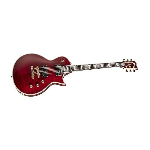  ESP 6 String LTD Deluxe EC-1000T CTM Electric Guitar, See Thru Black Cherry, Right, (LEC1000TCTMFMSTBC)