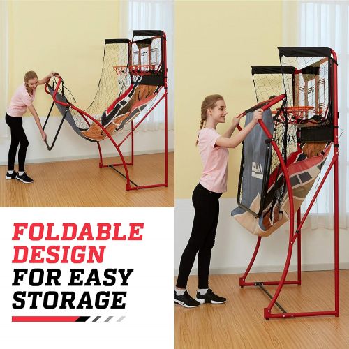  [아마존베스트]ESPN EZ Fold 2 player Basketball Game with Polycarbonate Backboard and LED Scoring