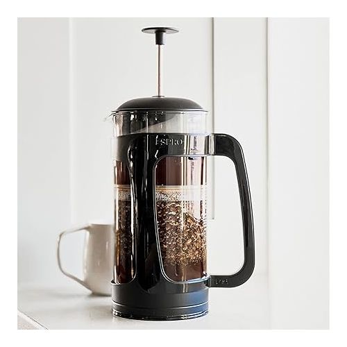  ESPRO - P3 French Press - Double Micro-Filtered Coffee and Tea Maker, Grit-Free and Bitterness-Free Brews, Ideal for Loose Tea and Coffee Grounds - (Black, 32 Oz)