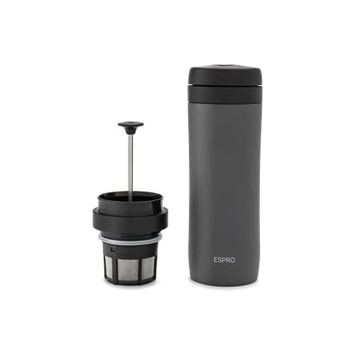  ESPRO P1 French Press - Double Walled Stainless Steel Vacuum Insulated Coffee and Tea Maker, 12 Ounce, Gun Metal Gray